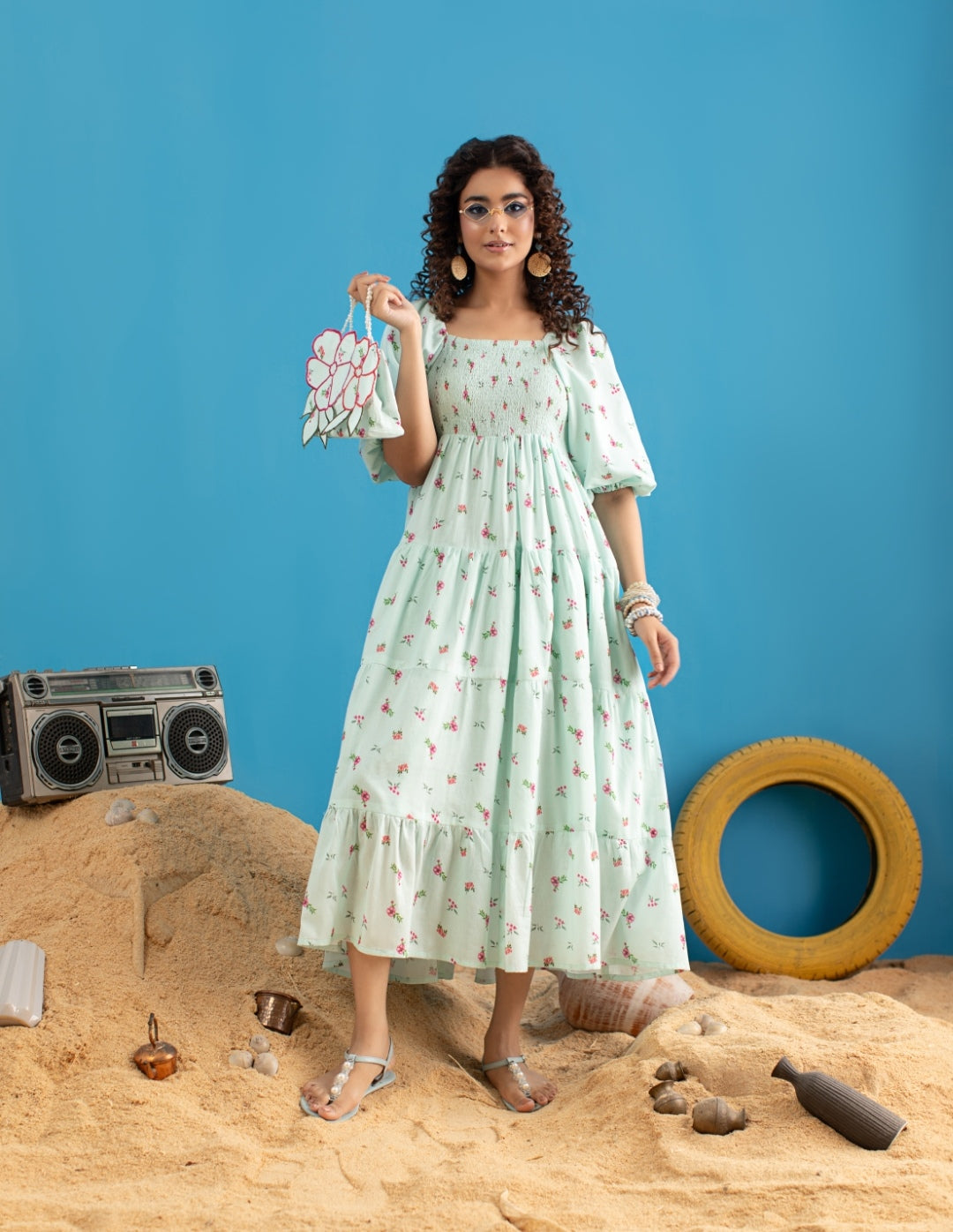 1-Piece Sky Blue Frock - Casual Pakistani Dress
