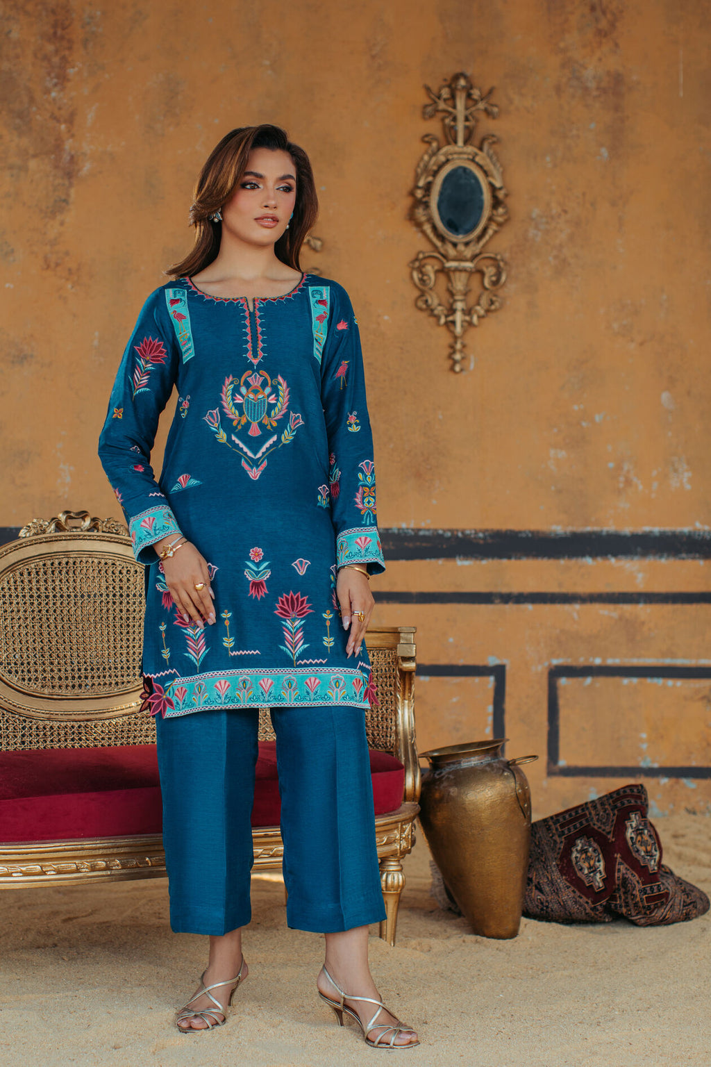 3-Piece Zinc Korean Raw Silk Embroidered