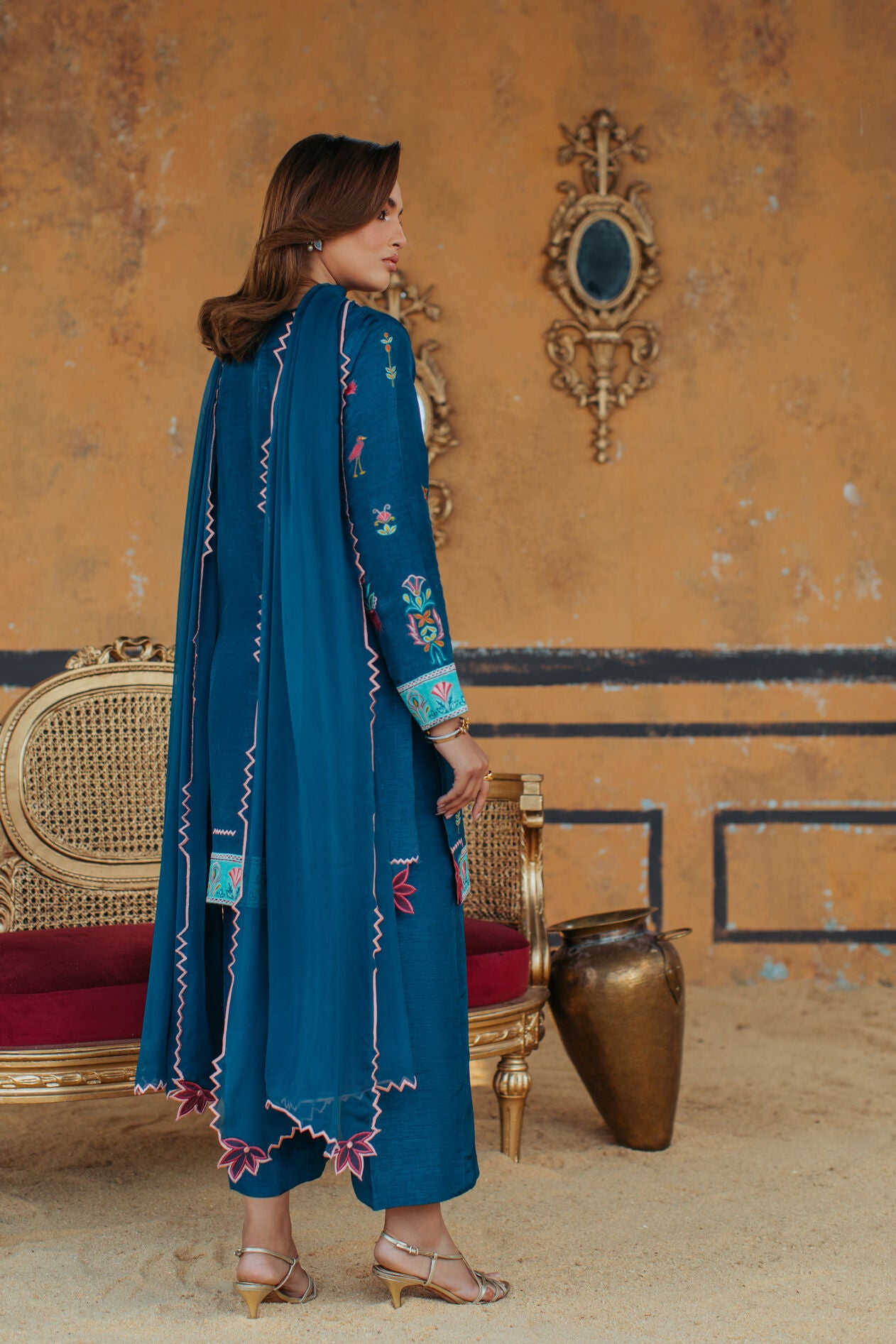 3-Piece Zinc Korean Raw Silk Embroidered