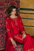 3-Piece Red Korean Raw Silk Embroidered