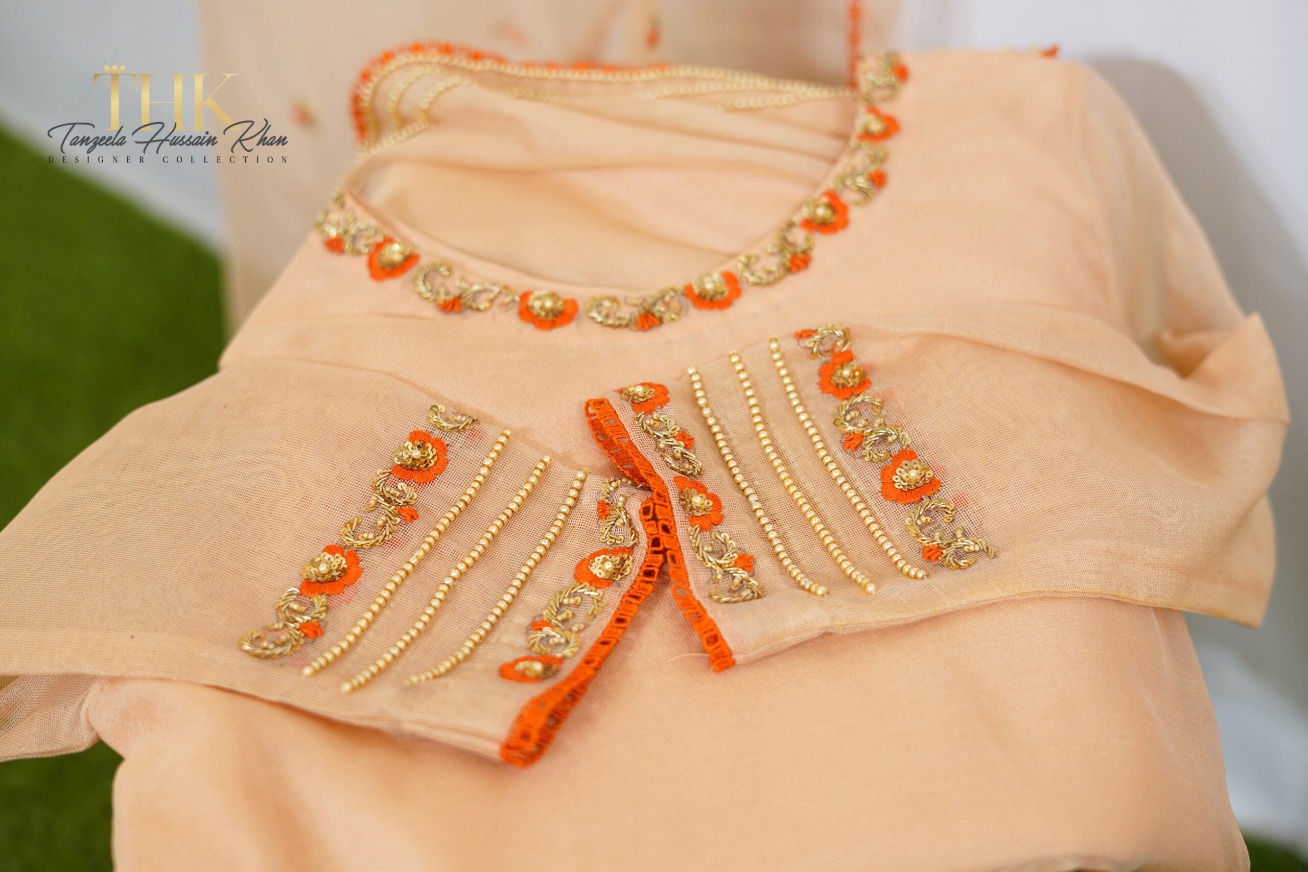 3-Piece Peach Cotton Net Suit TAN-0732