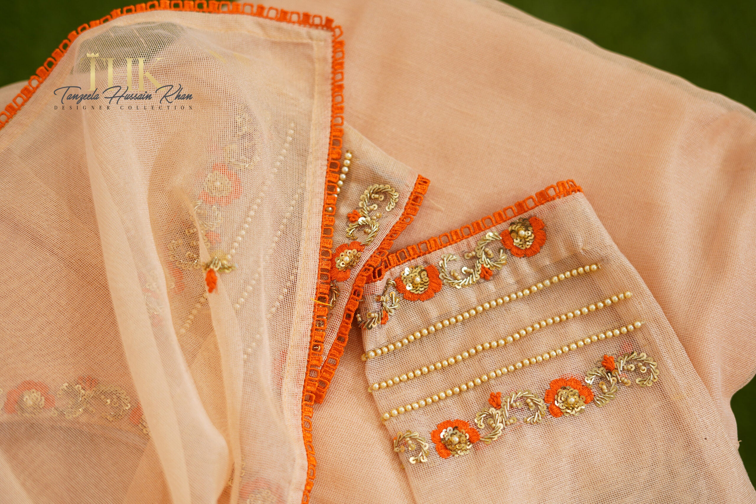 3-Piece Peach Cotton Net Suit TAN-0732