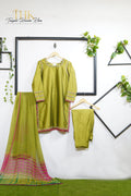 3-Piece Dhani Green Cotton Silk Suit TAN-0755