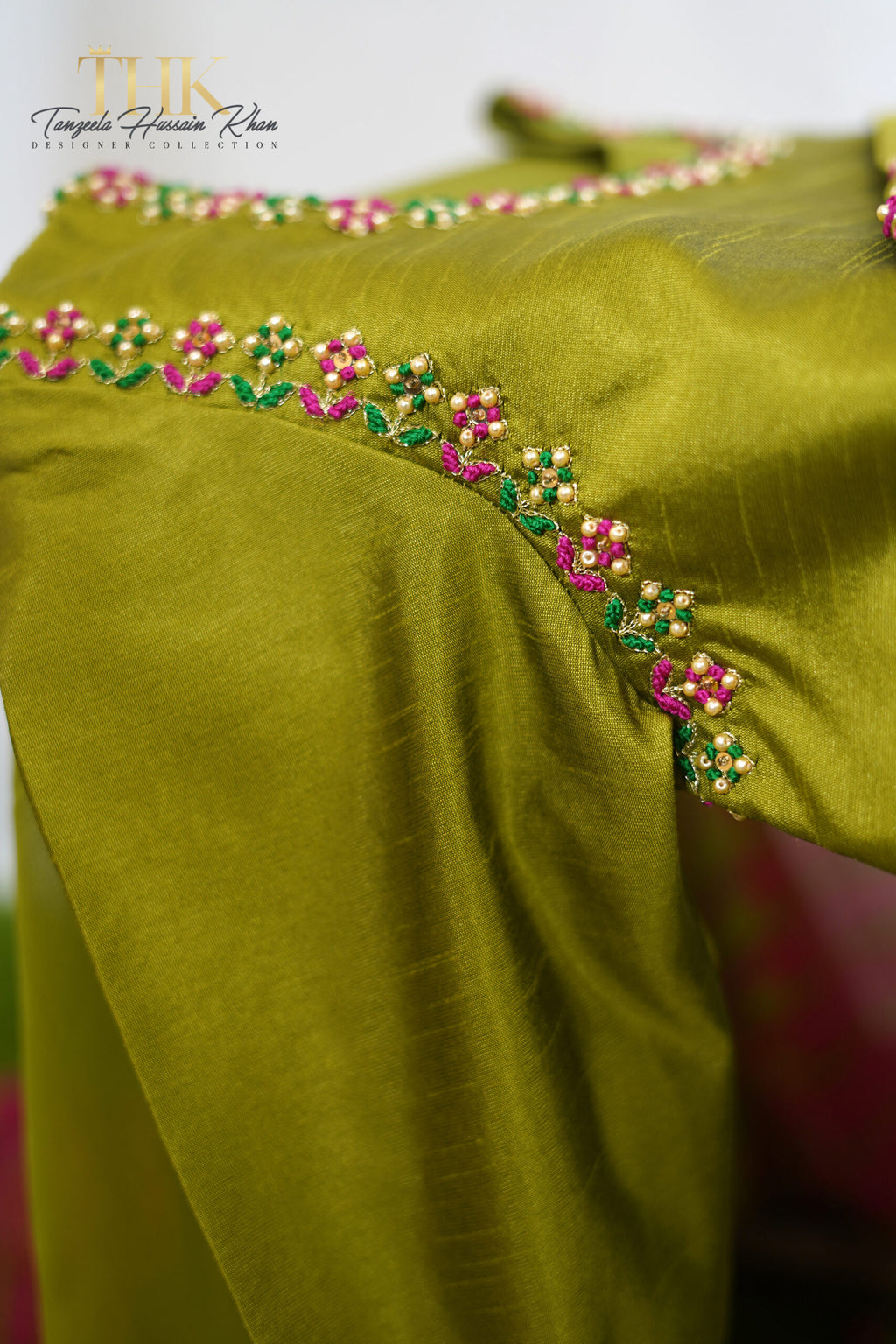 3-Piece Dhani Green Cotton Silk Suit TAN-0755