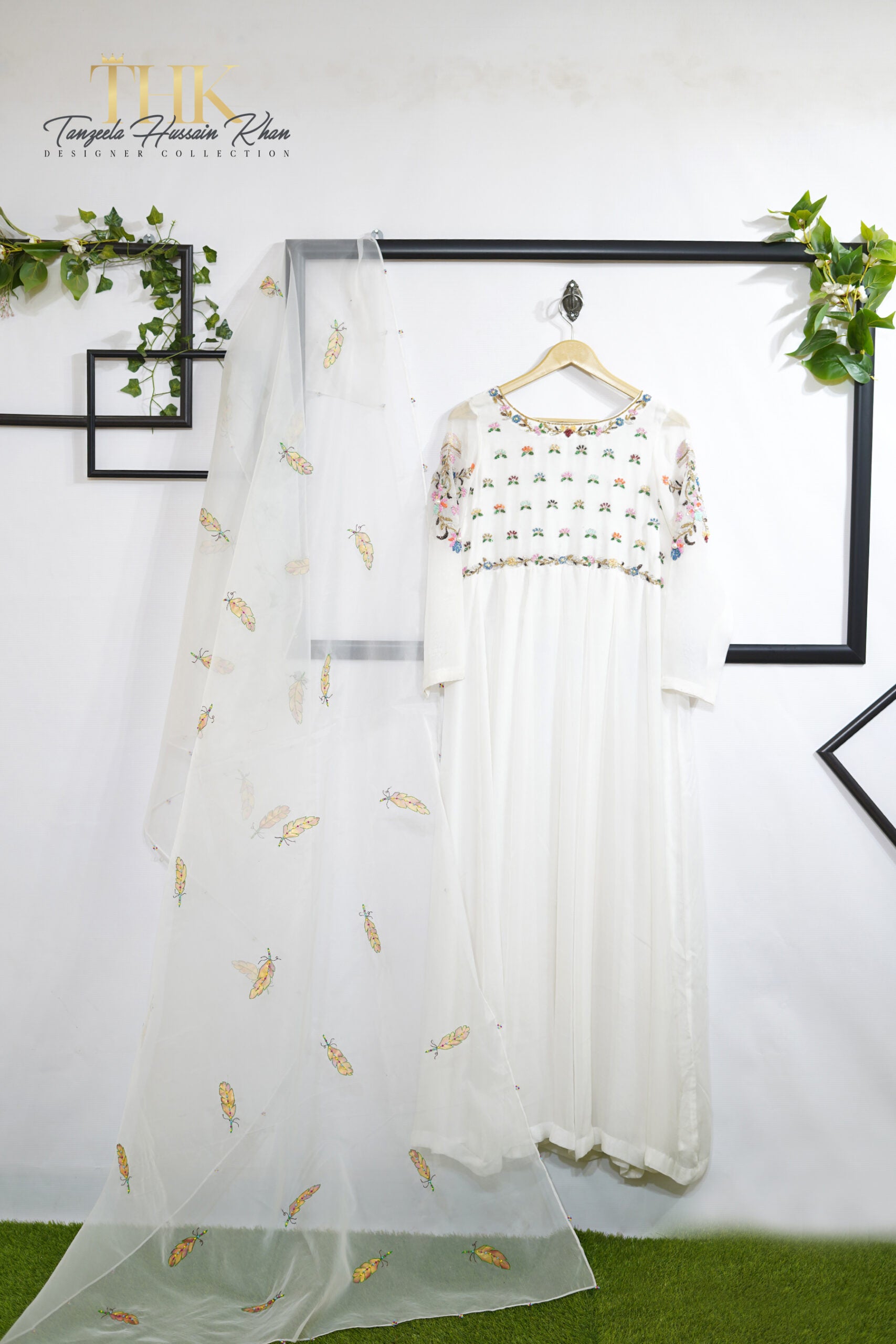 2-Piece White Maxi multi Sequence TAN-0740