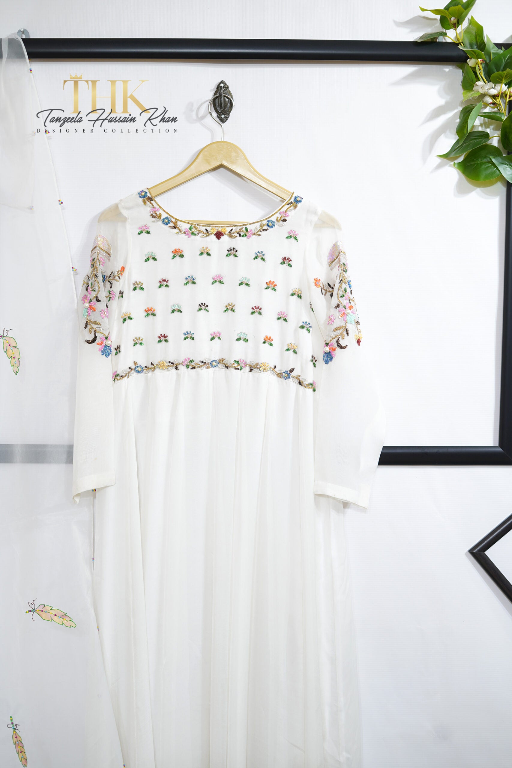 2-Piece White Maxi multi Sequence TAN-0740