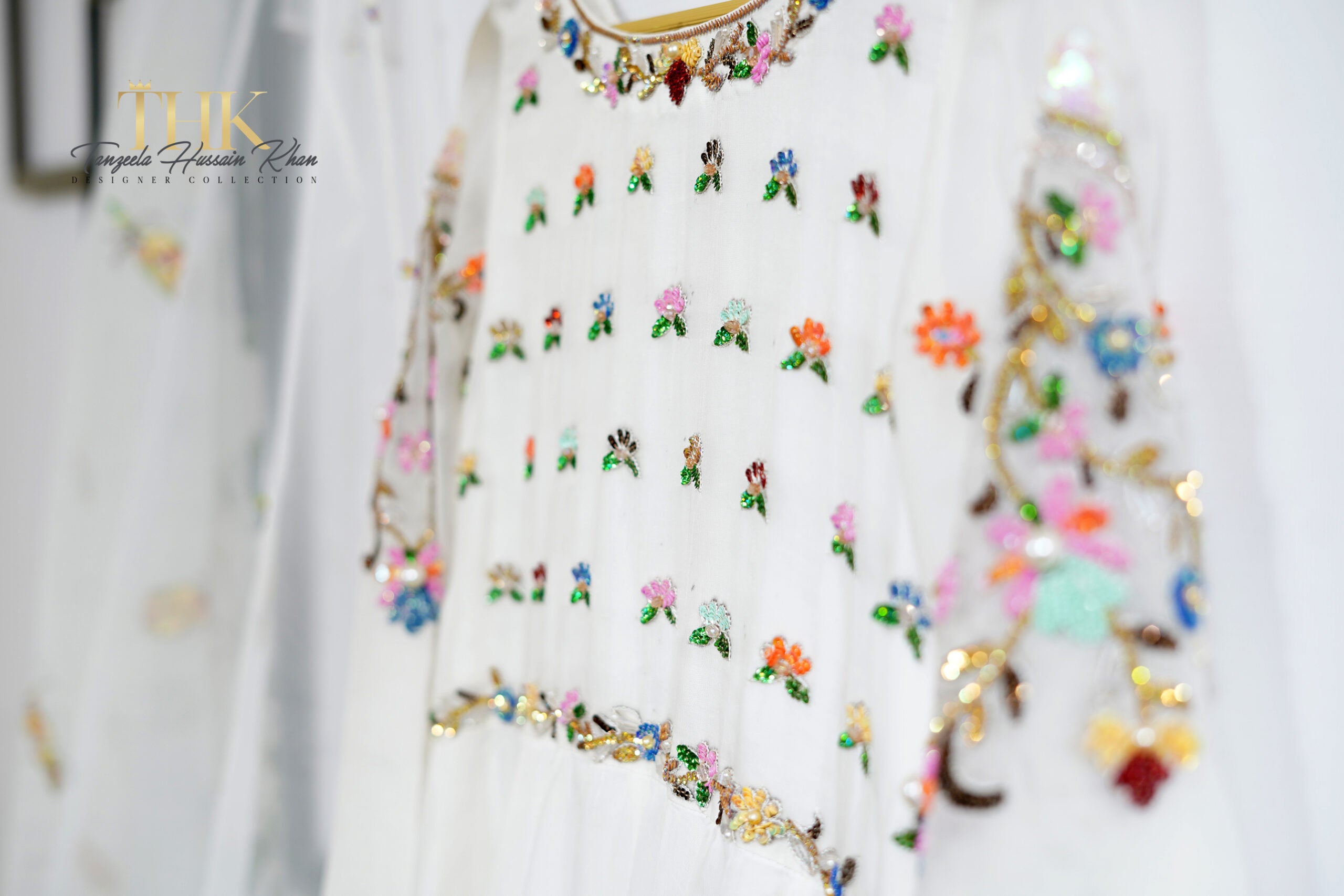 2-Piece White Maxi multi Sequence TAN-0740