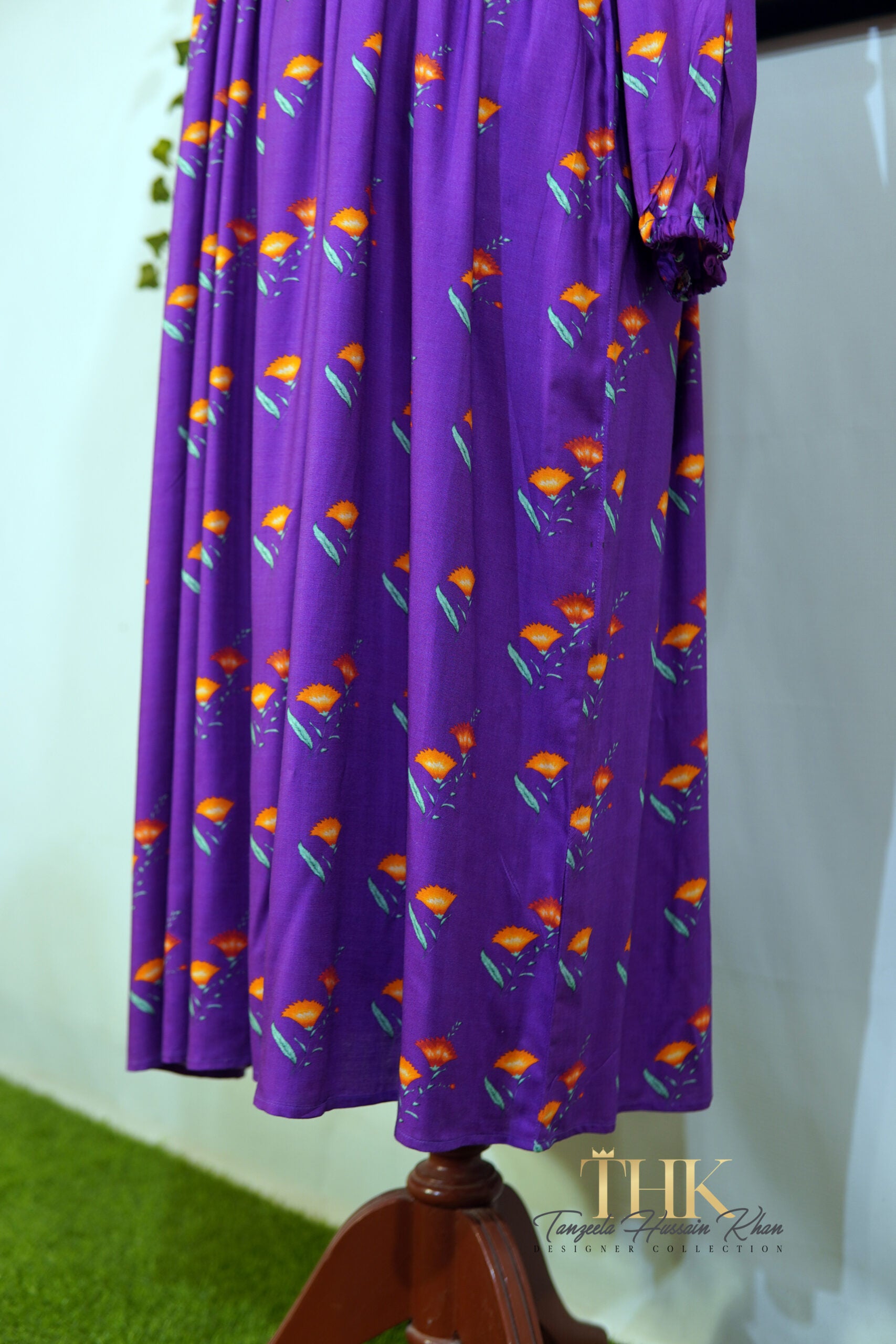 Purple Linen Printed Frock TAN-0845