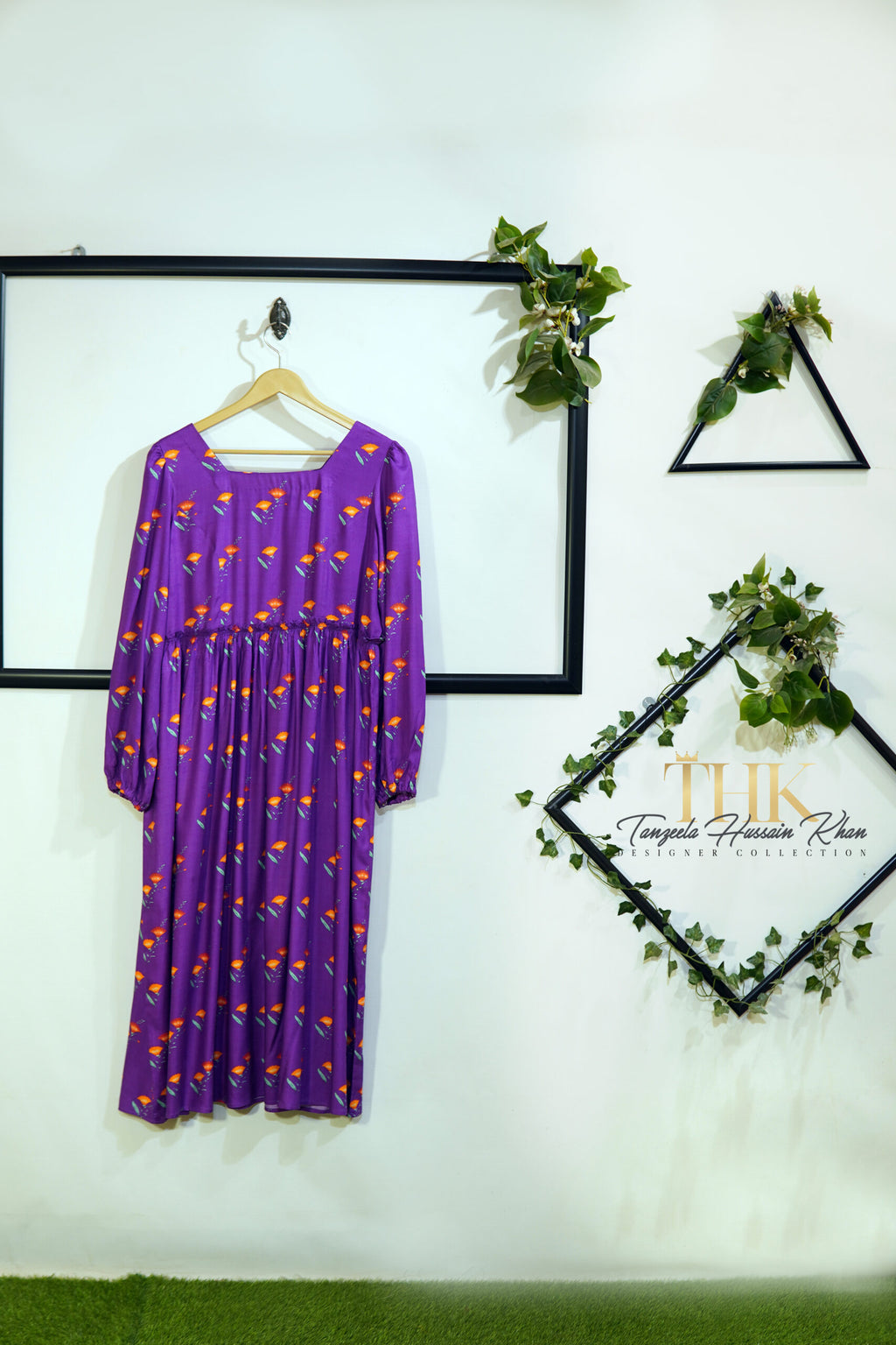 Purple Linen Printed Frock TAN-0845