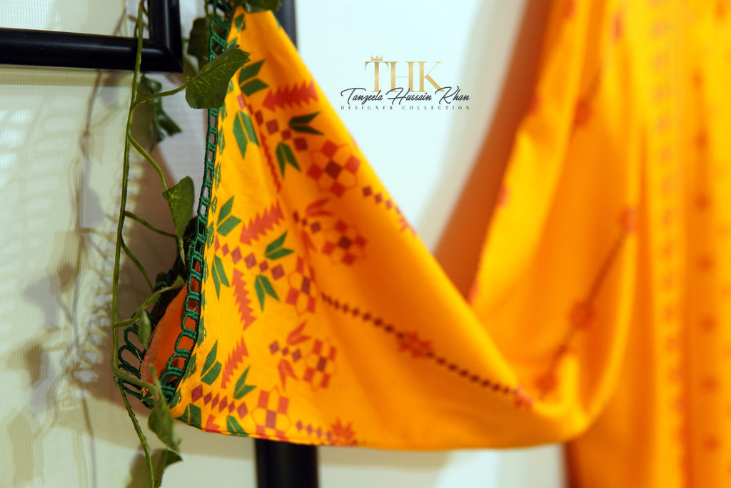 2-Piece Yellow Linen Viscose Dupatta TAN-0848