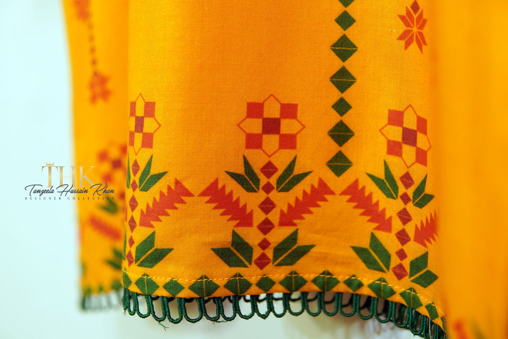 2-Piece Yellow Linen Viscose Dupatta TAN-0848