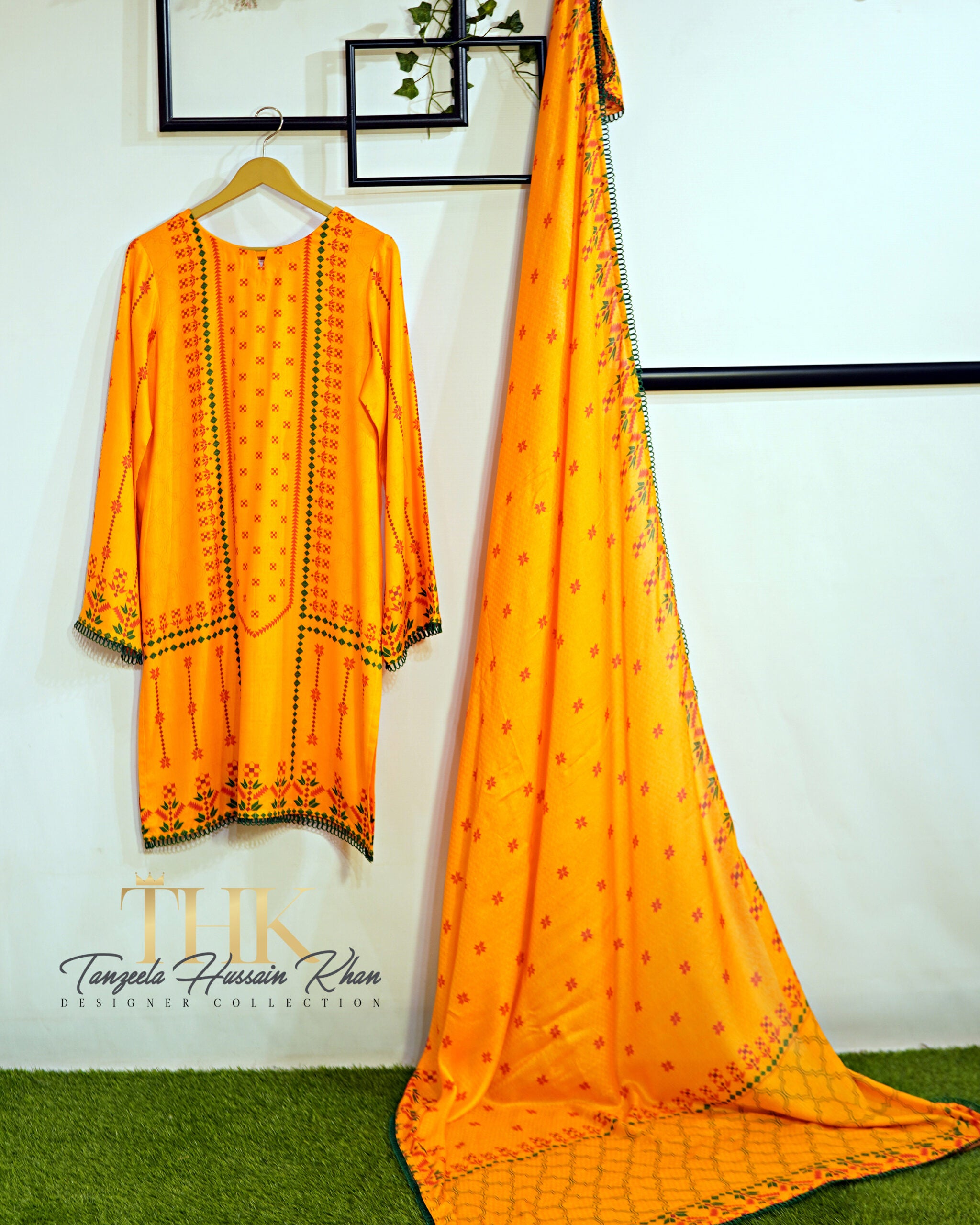 2-Piece Yellow Linen Viscose Dupatta TAN-0848