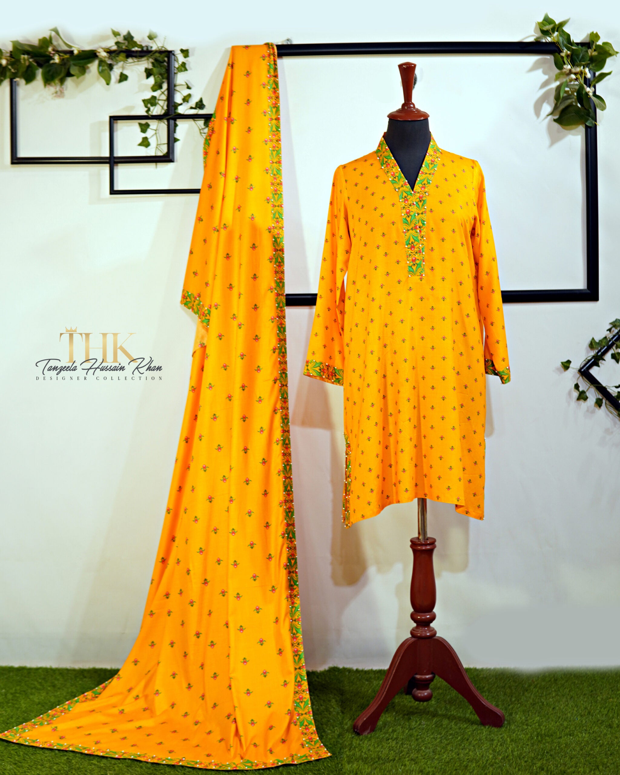 2-Piece Yellow Linen Viscose Dupatta Suit TAN-0885