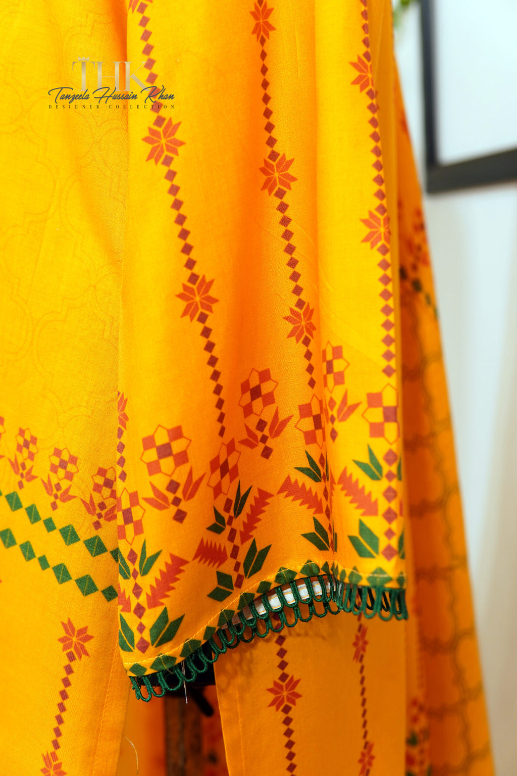 2-Piece Yellow Linen Viscose Dupatta TAN-0848