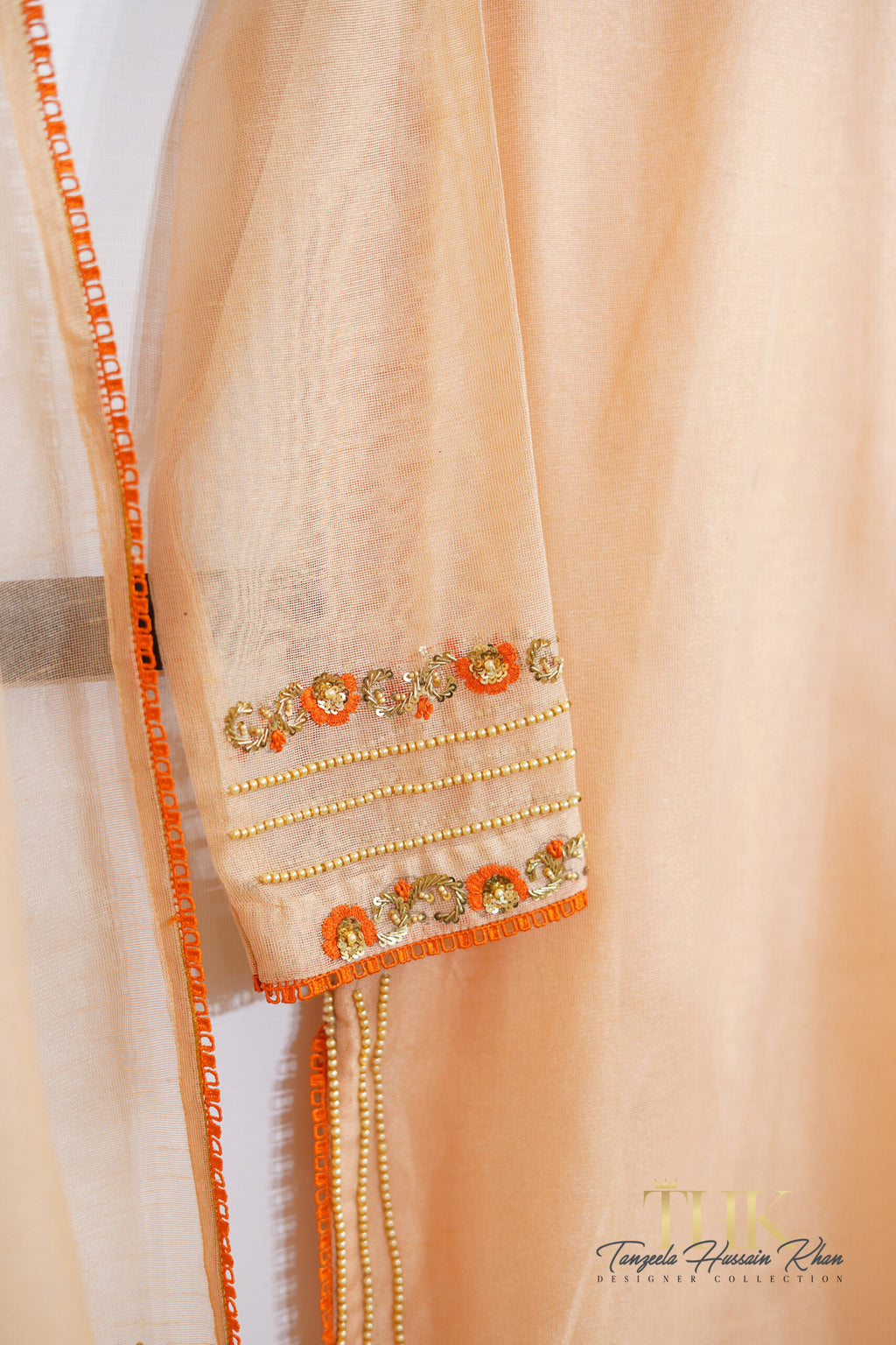 3-Piece Peach Cotton Net Suit TAN-0732