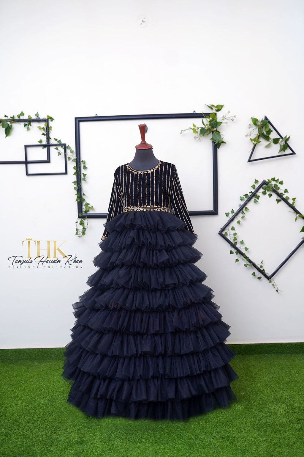 1-Piece Black Frock Embroidered