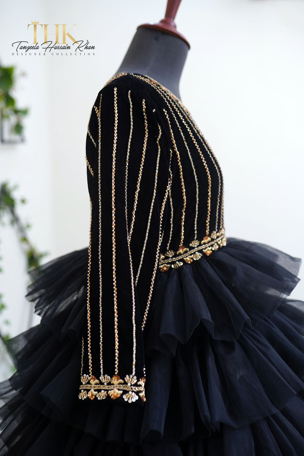 1-Piece Black Frock Embroidered