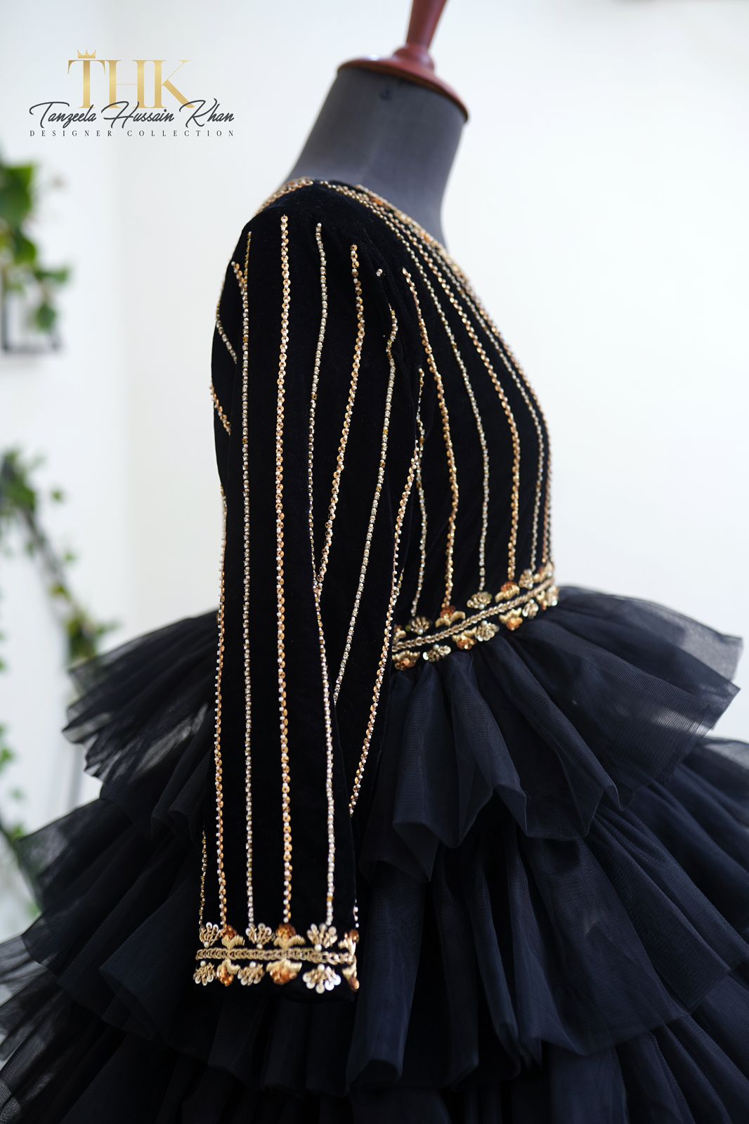 1-Piece Black Frock Embroidered