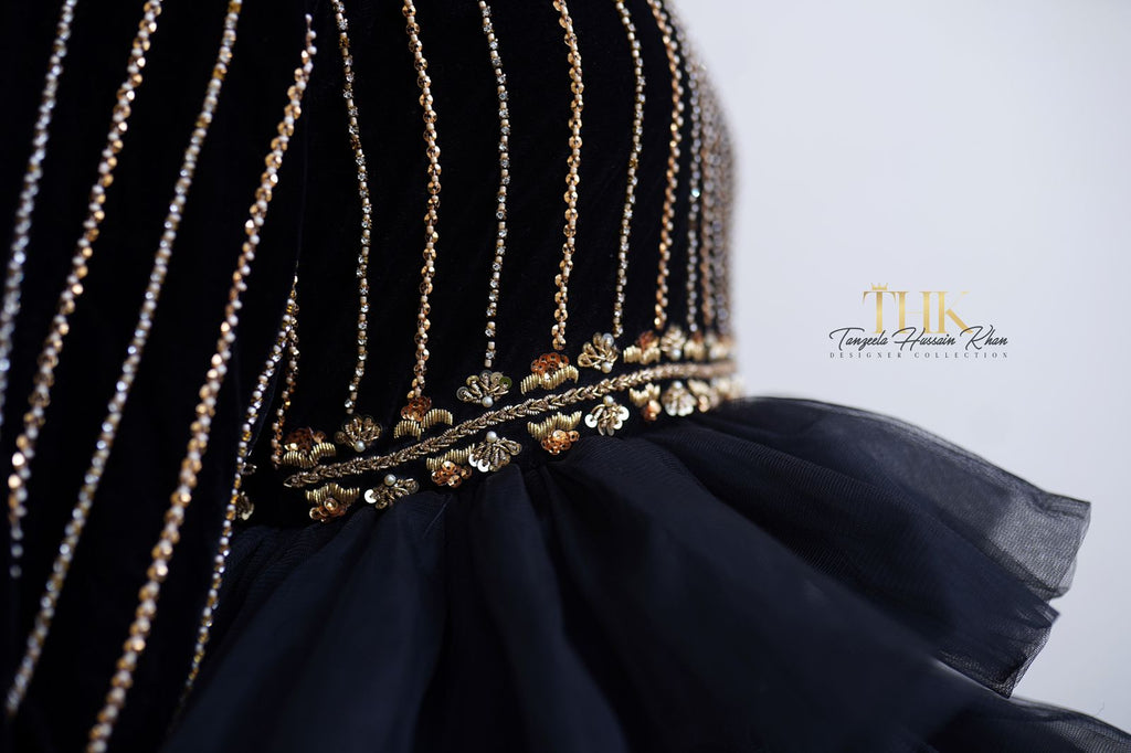 1-Piece Black Frock Embroidered