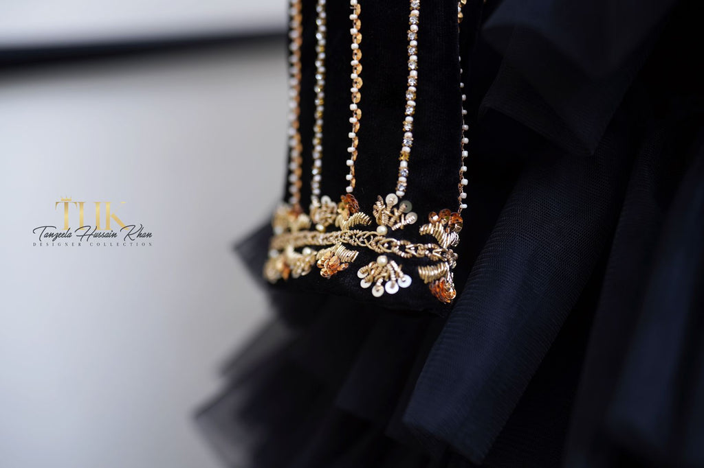 1-Piece Black Frock Embroidered