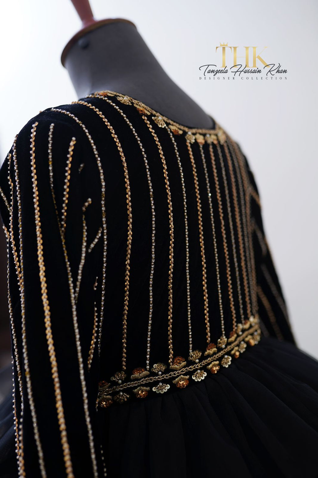 1-Piece Black Frock Embroidered