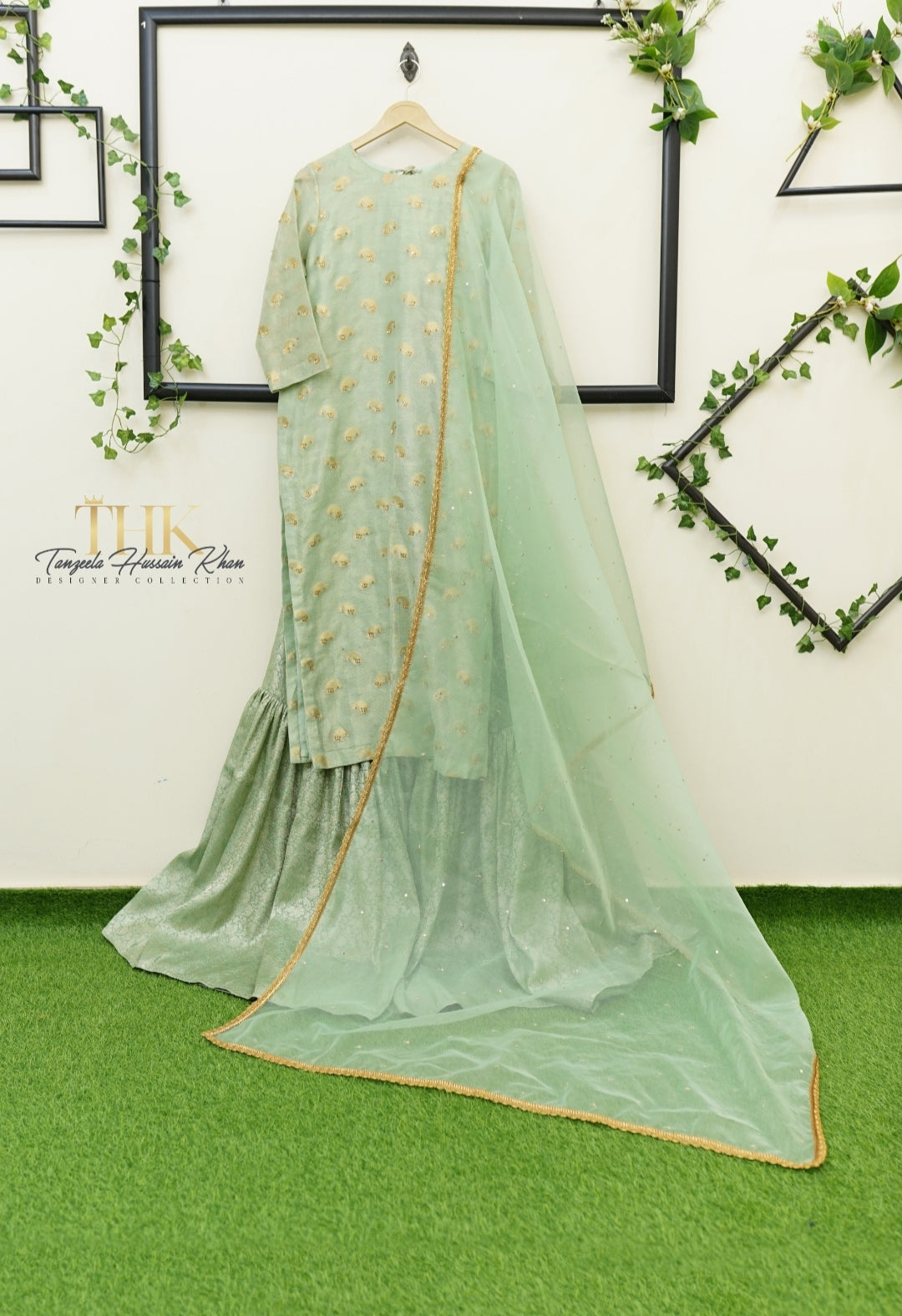 3-Piece Masori Shirt Organza Dupatta jamawar Garara