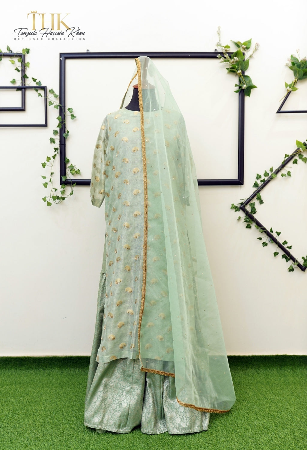 3-Piece Masori Shirt Organza Dupatta jamawar Garara