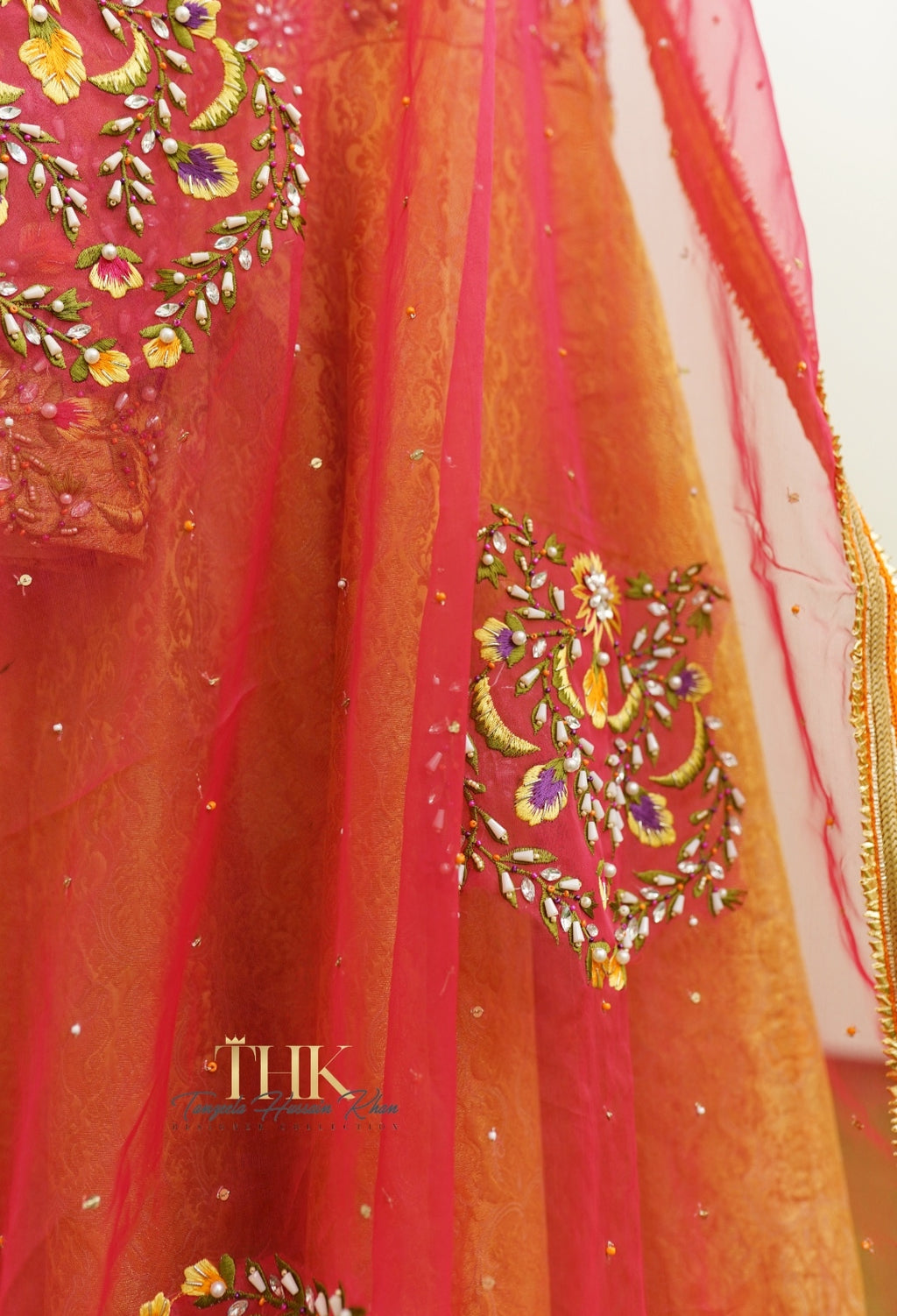 2-Piece Mustard Yellow Embroidered Jamawar Pishwas