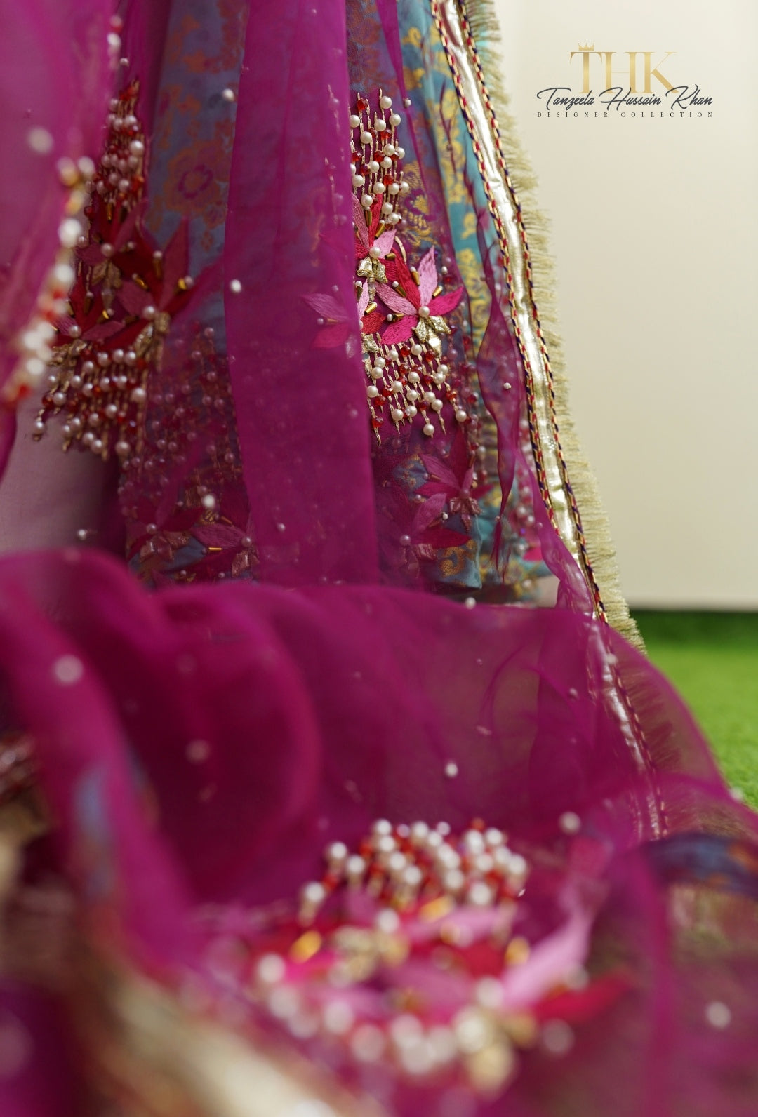 2-Piece Ferozi Jamawar Embroidered Maxi