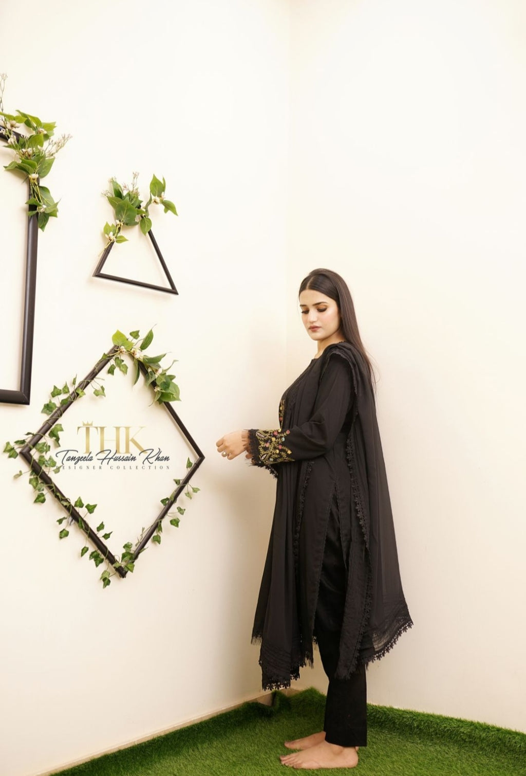 3-Piece Black lawn Stitched