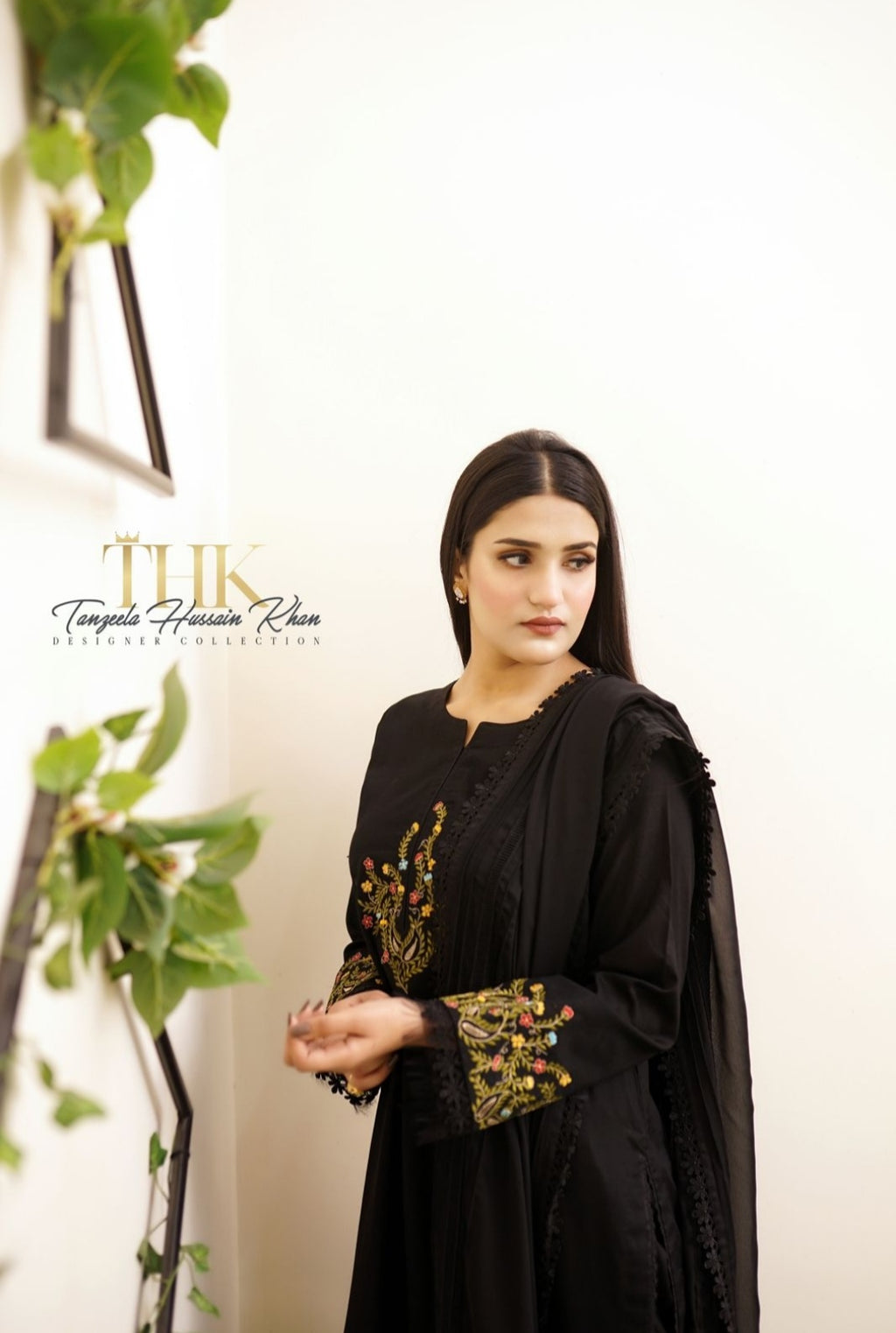 3-Piece Black lawn Stitched