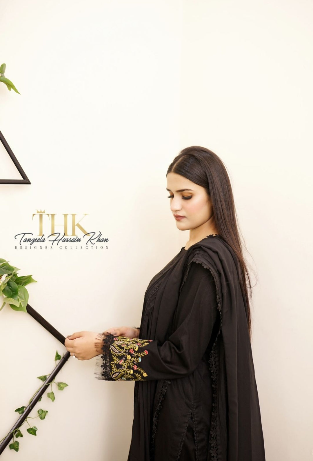 3-Piece Black lawn Stitched