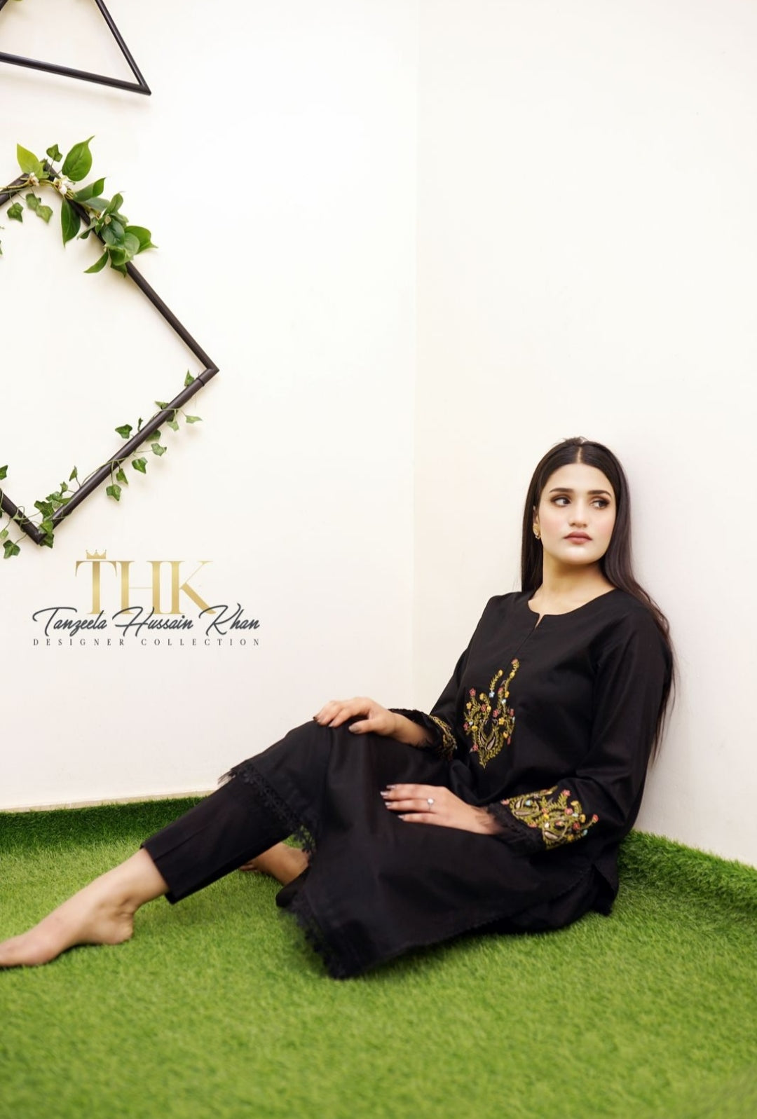 3-Piece Black lawn Stitched