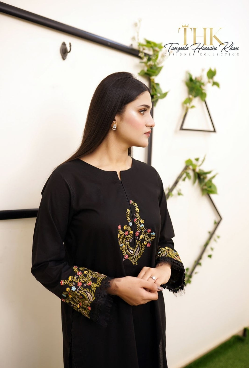 3-Piece Black lawn Stitched