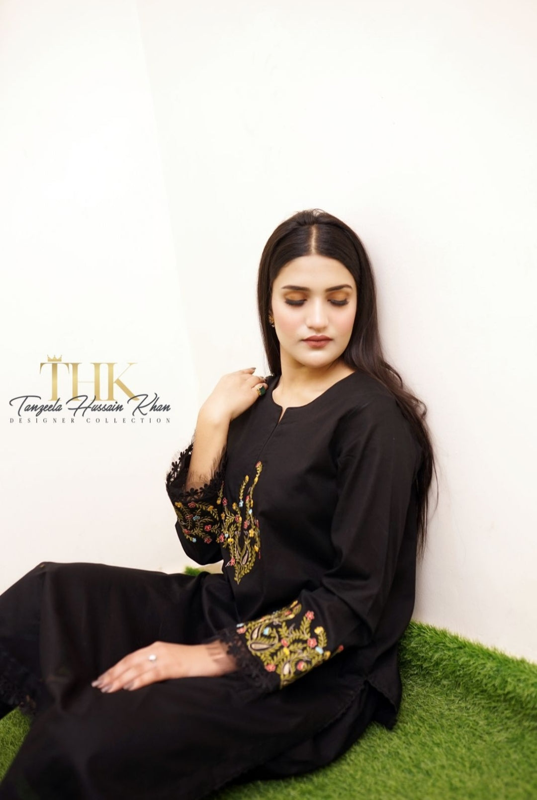 3-Piece Black lawn Stitched