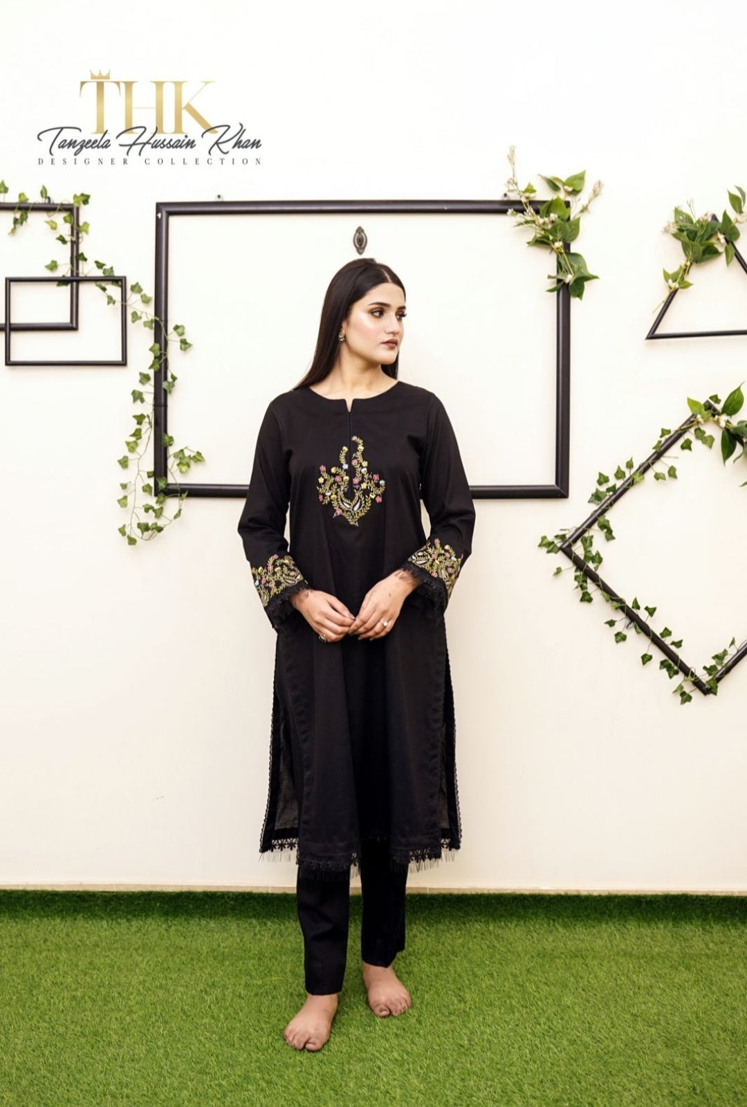 3-Piece Black lawn Stitched