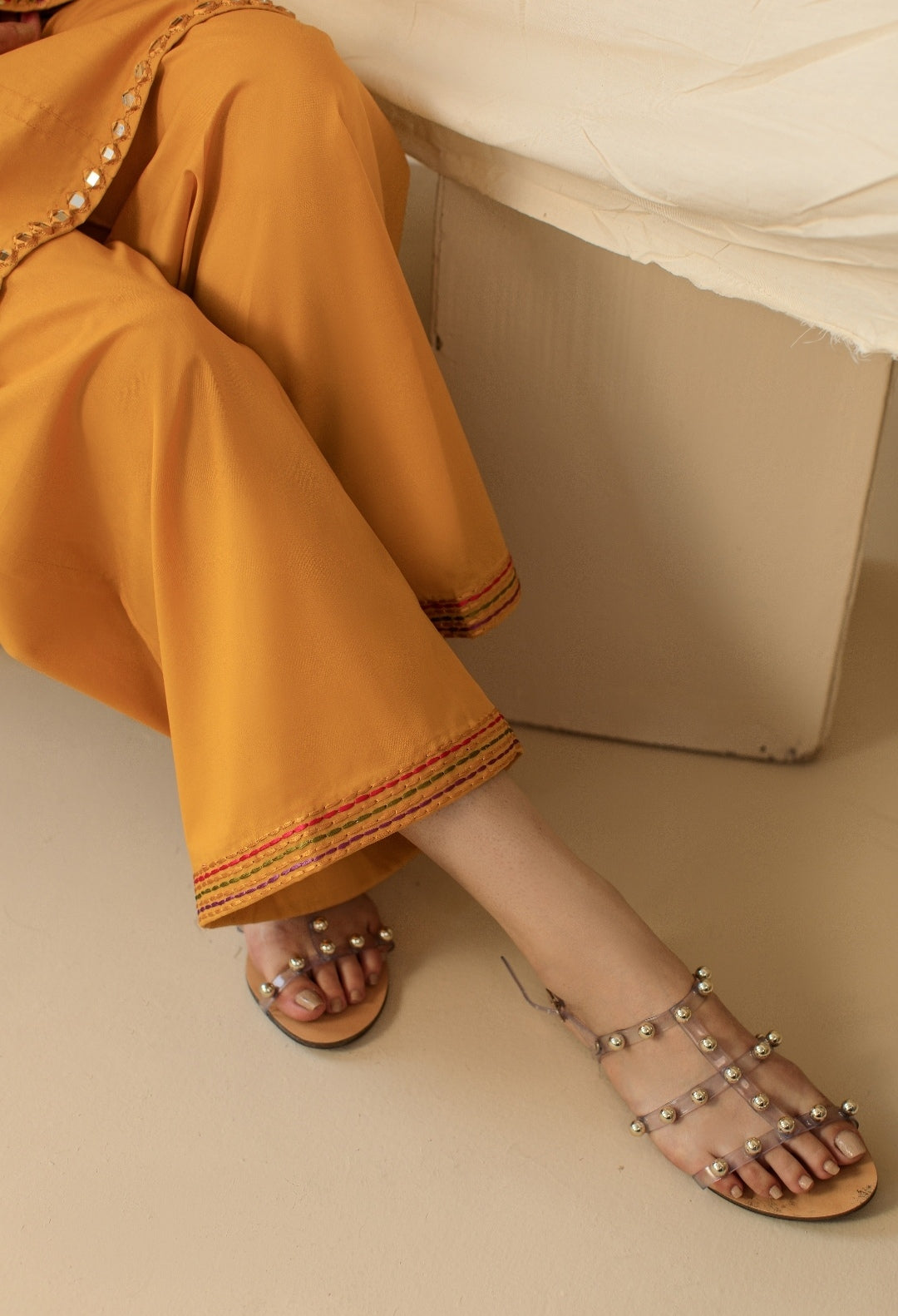 3-Piece Yellow Embroidered Lawn