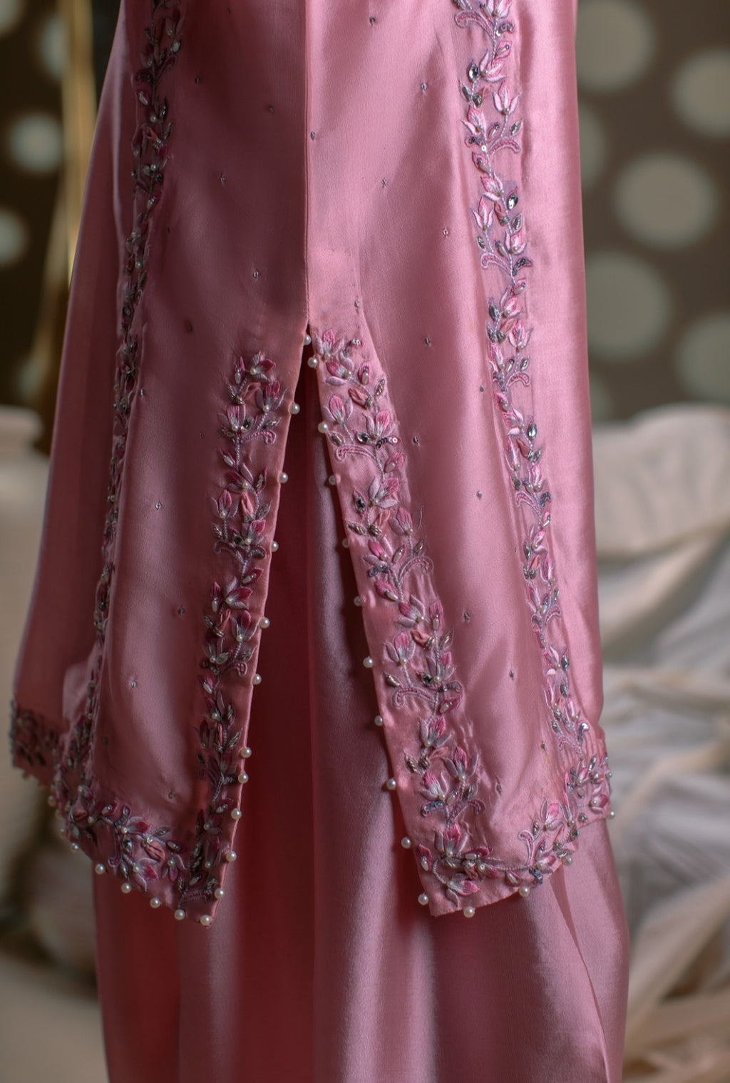 3-Piece Gray Embroidered Shisha Silk