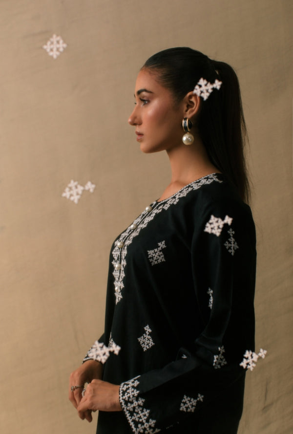 3-Piece Black Embroidered Lawn