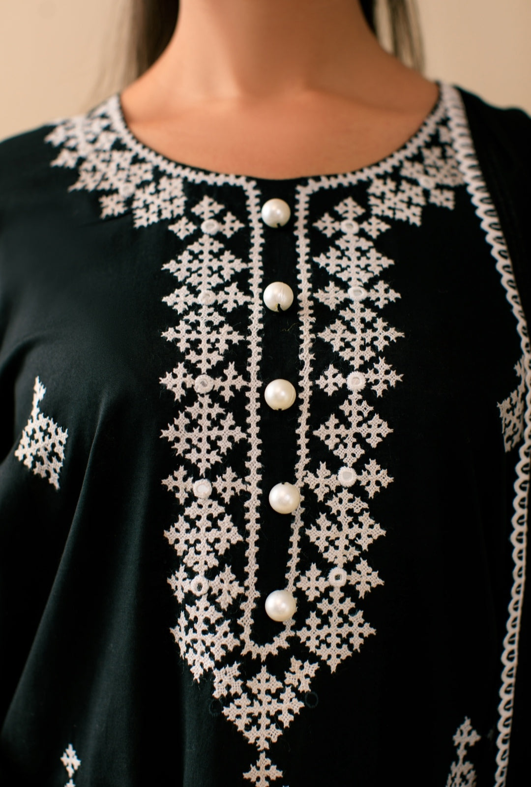 3-Piece Black Embroidered Lawn