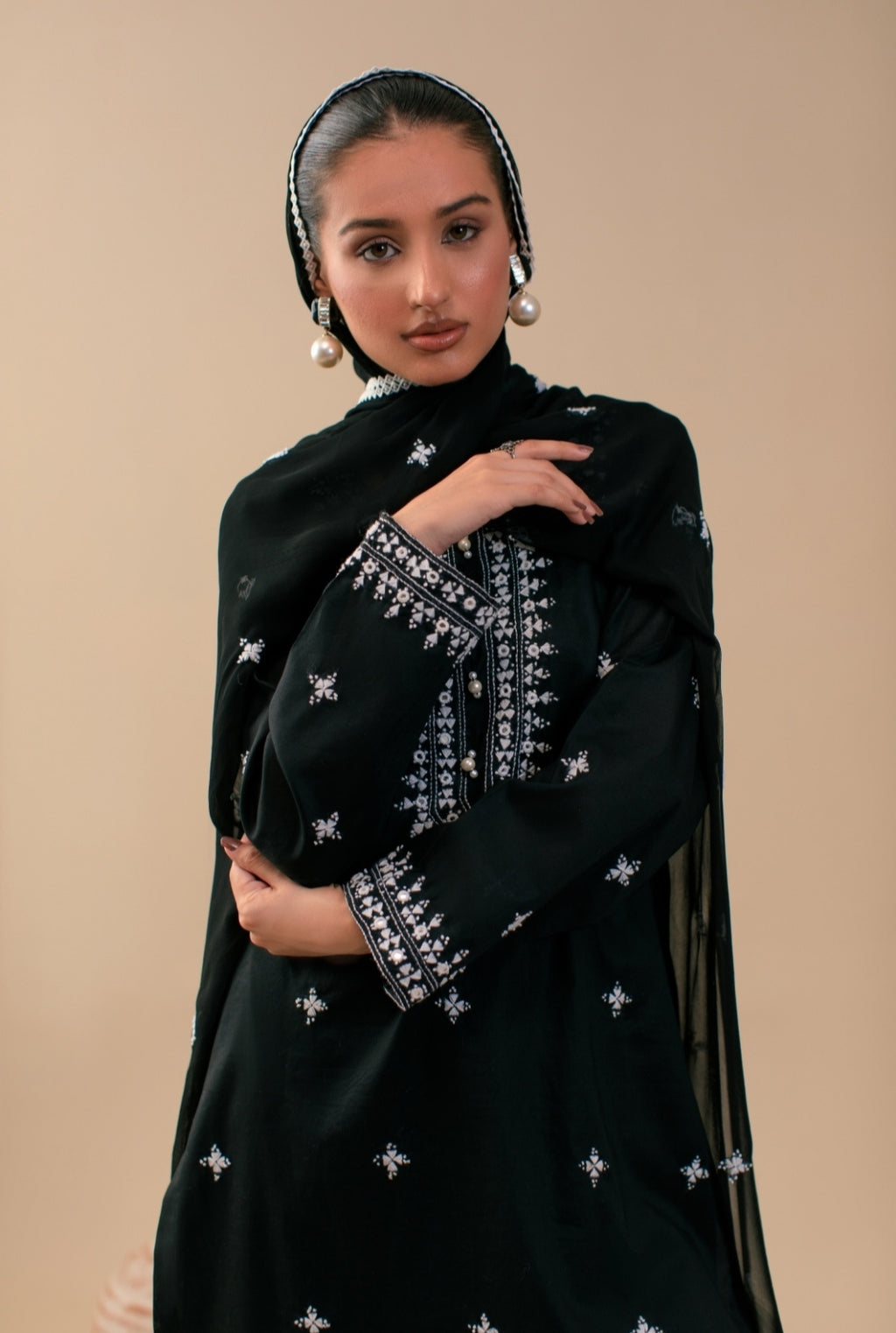 3-Piece Black Embroidered Lawn