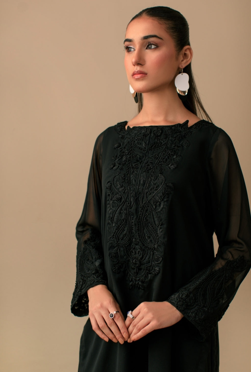 3-Piece All Black Embroidered
