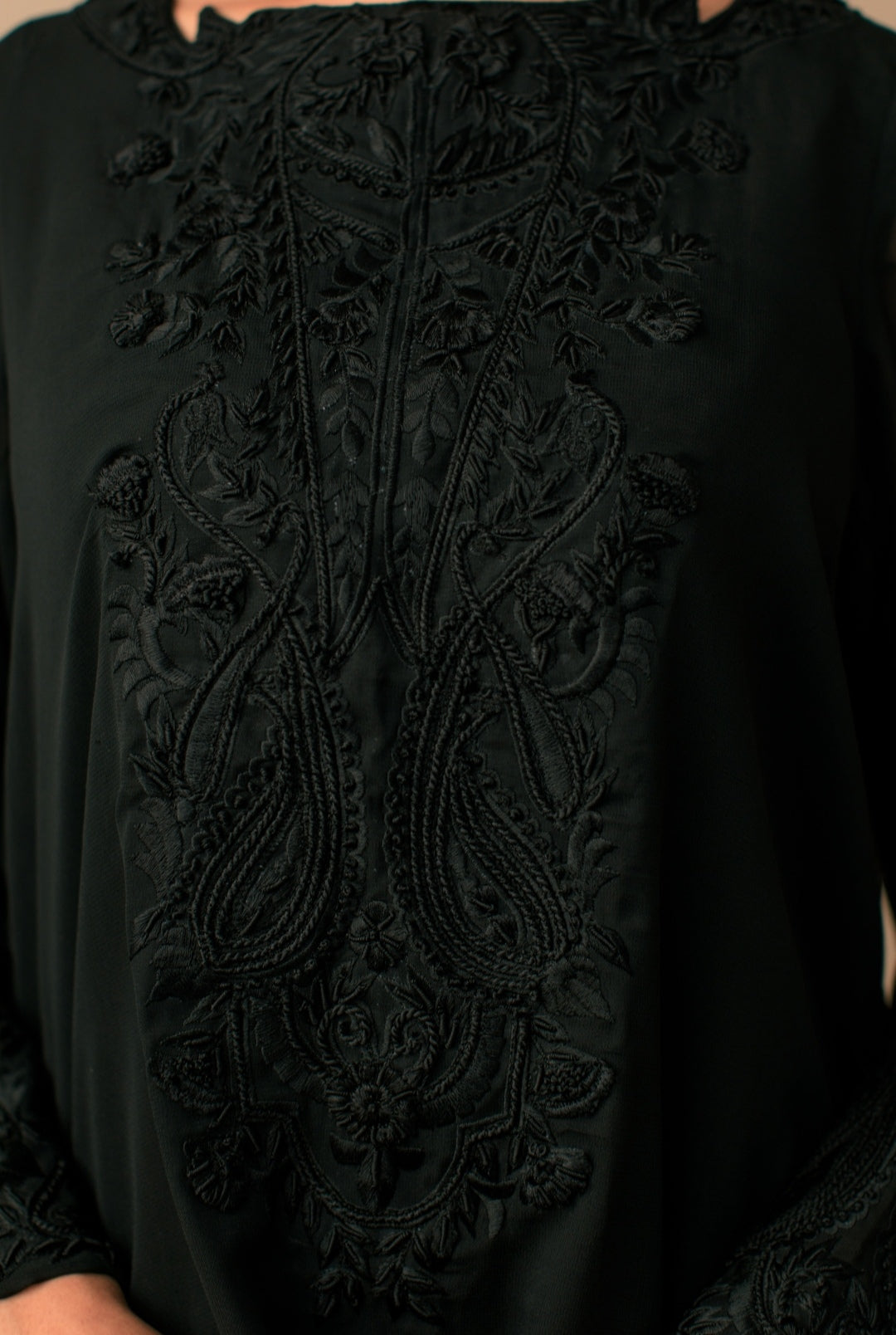 3-Piece All Black Embroidered