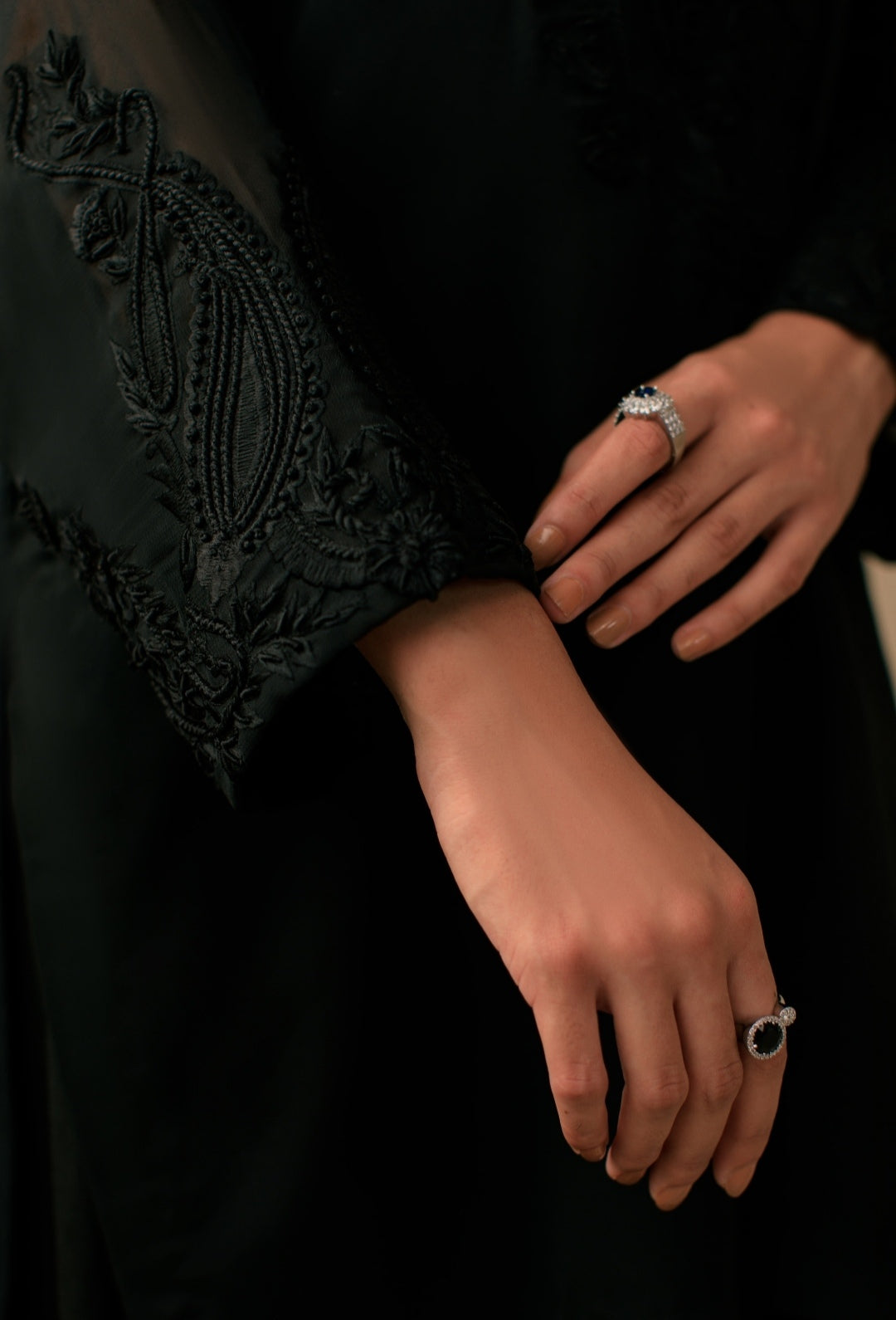 3-Piece All Black Embroidered