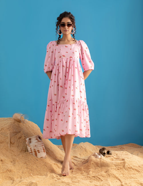 1-Piece Pink Floral Frock