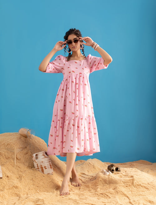 1-Piece Pink Floral Frock