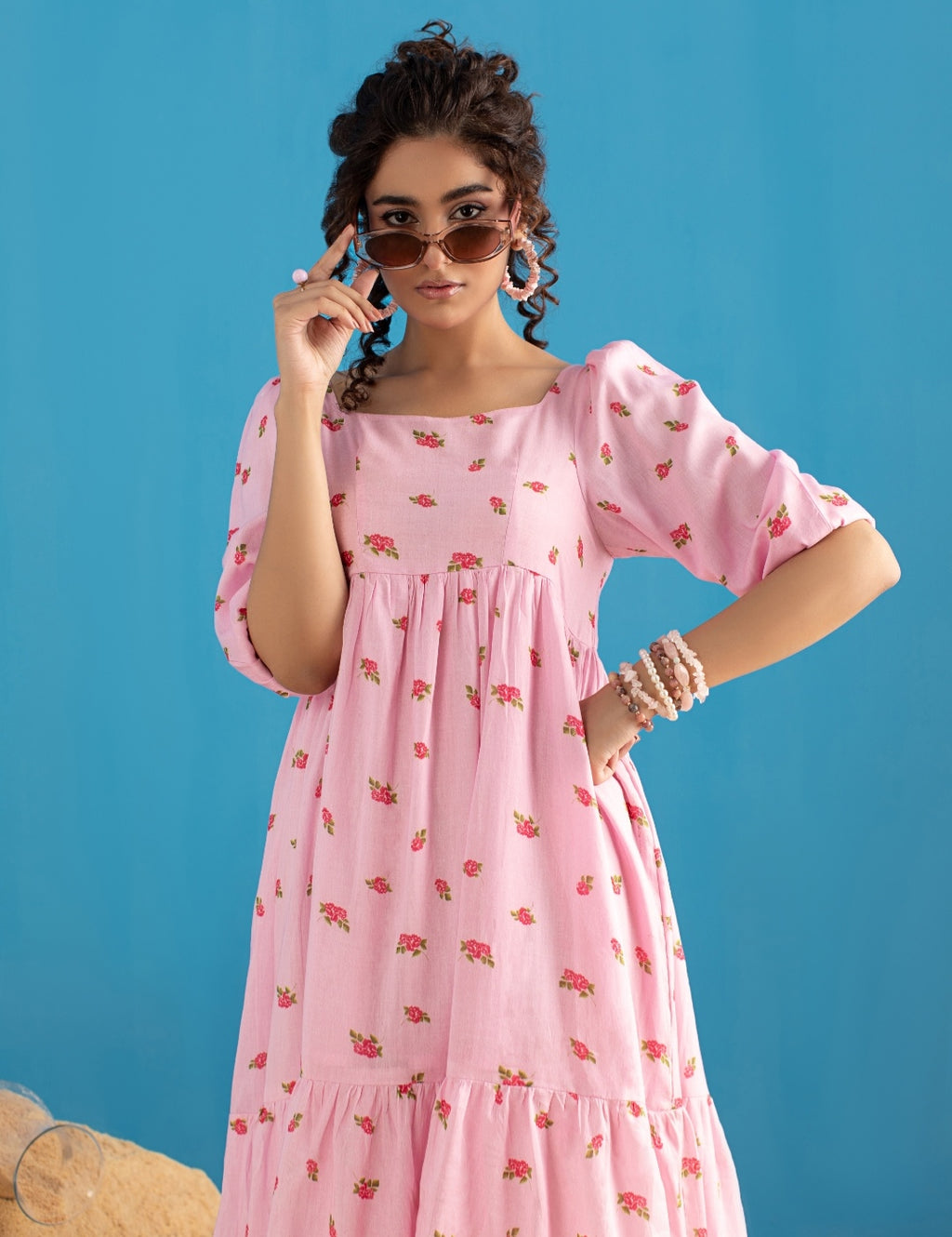 1-Piece Pink Floral Frock