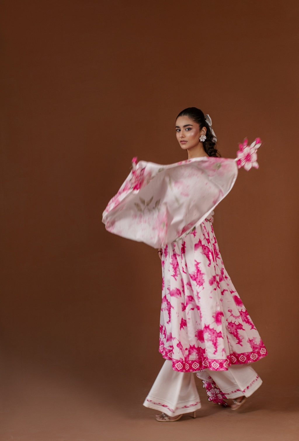 3-Piece Tie And Die Pink Printed Embroidered