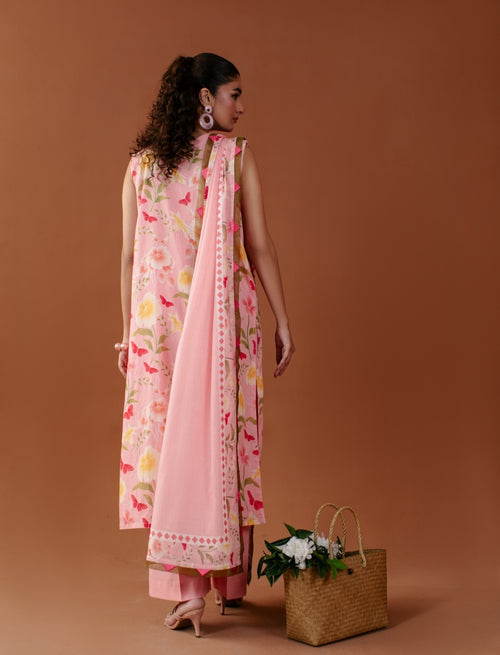 3-Piece Butterfly Printed Lawn Embroidered