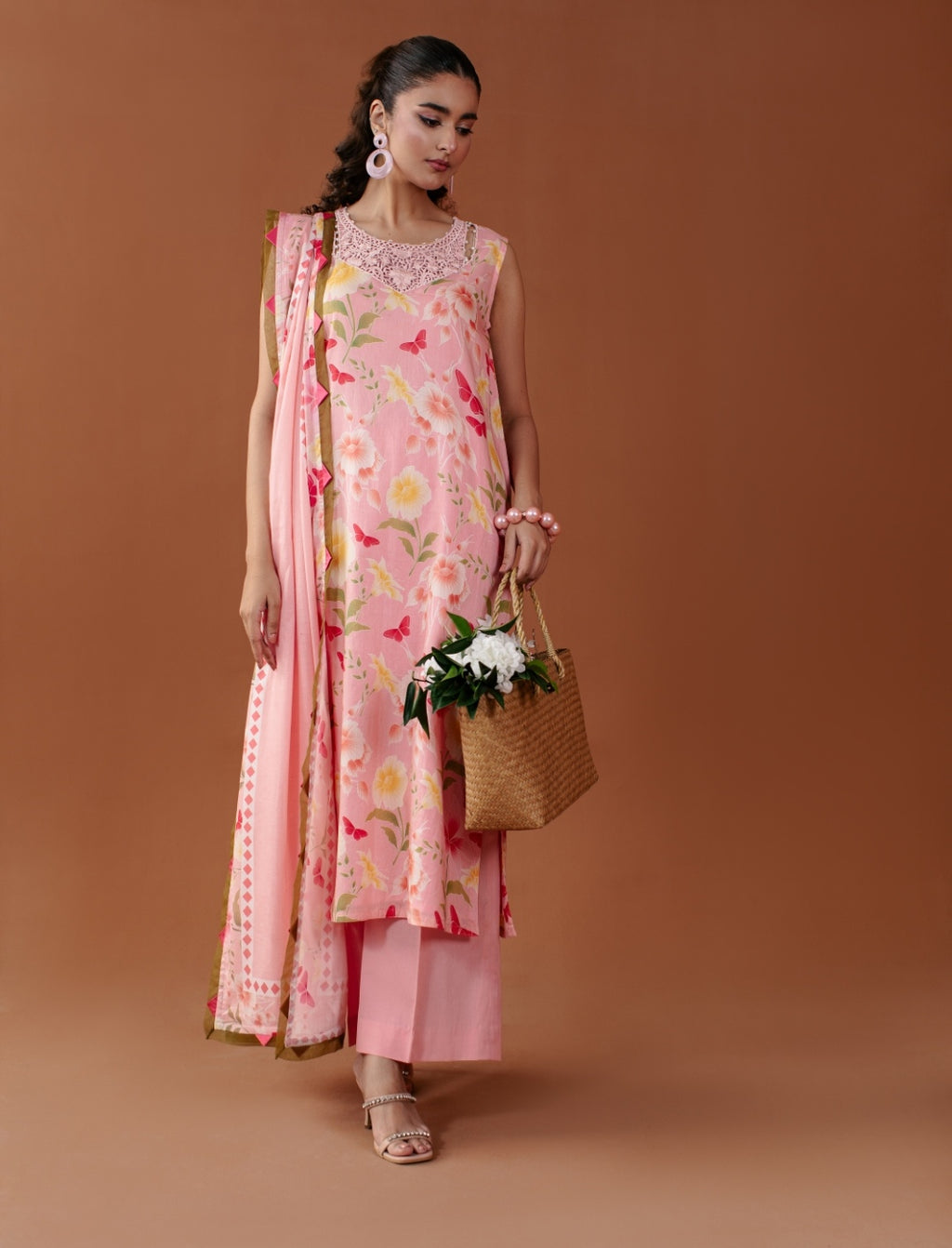 3-Piece Butterfly Printed Lawn Embroidered